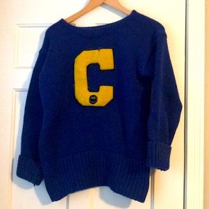 Cobalt blue letterman sweater